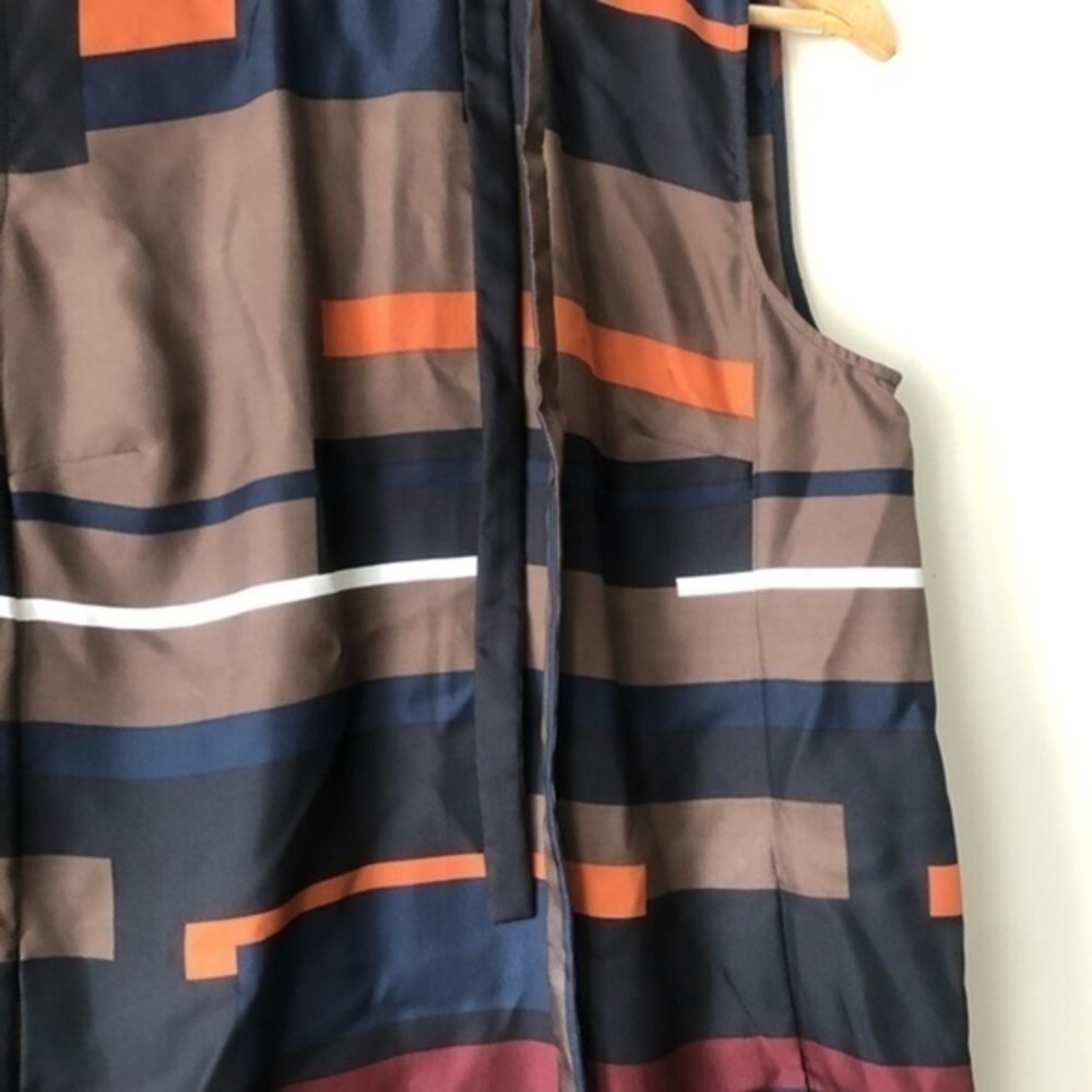 Theory 100% Silk Pack Print Twill Nitee Tunic With Bow Colorful Chic Size Medium - Picture 6 of 12